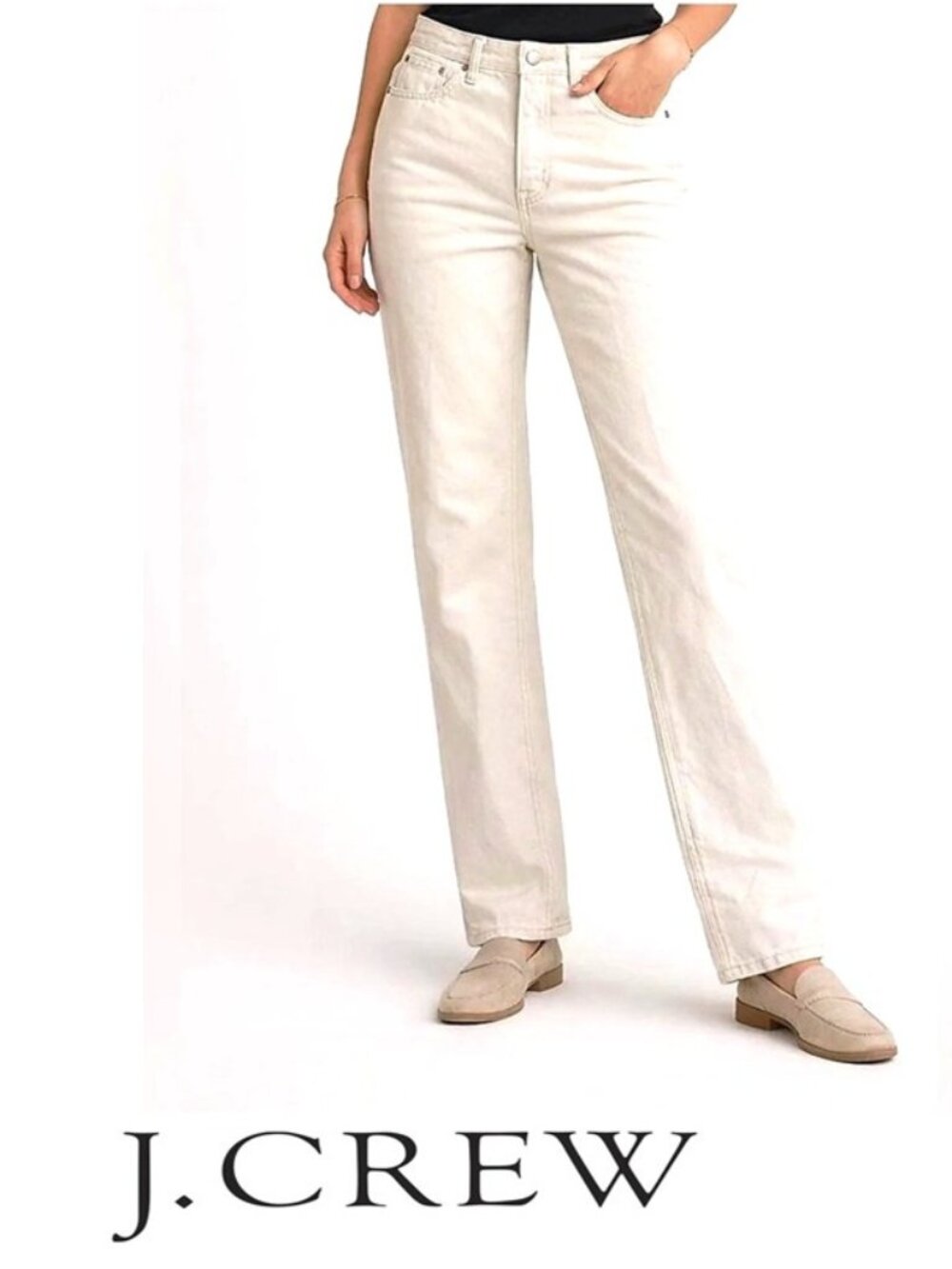 Ecru Straight Leg Jeans